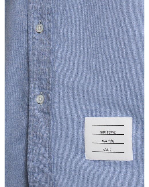 Thom Browne Blue 4 Bar Cotton Shirt for men