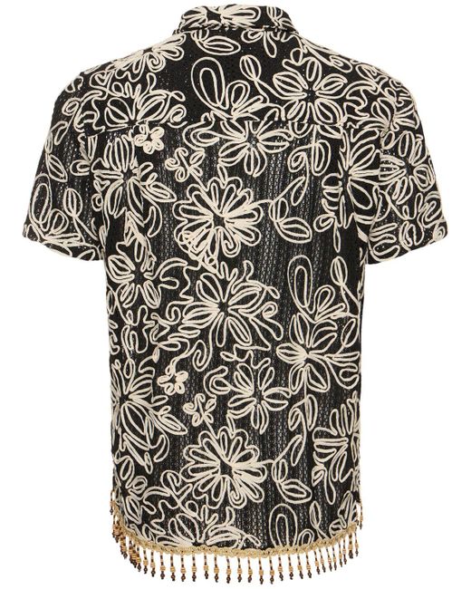 ANDERSSON BELL Black Flower Jacquard Tech Shirt for men