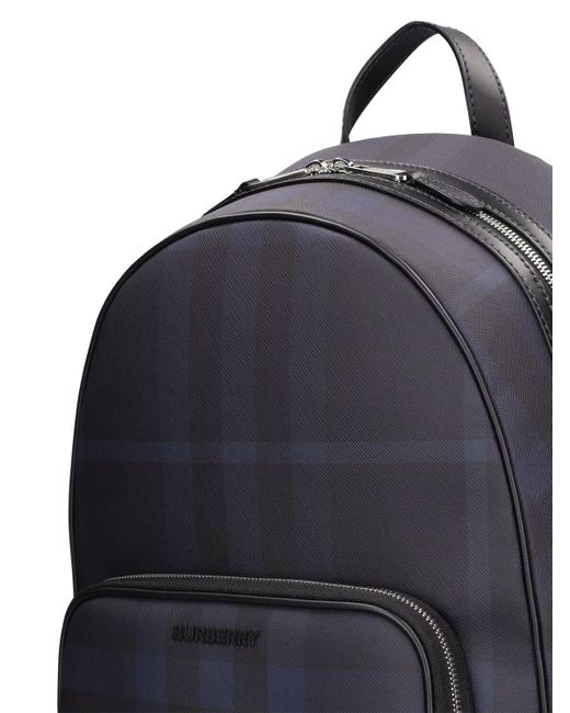 Burberry Blue Rocco Check Print Backpack for men