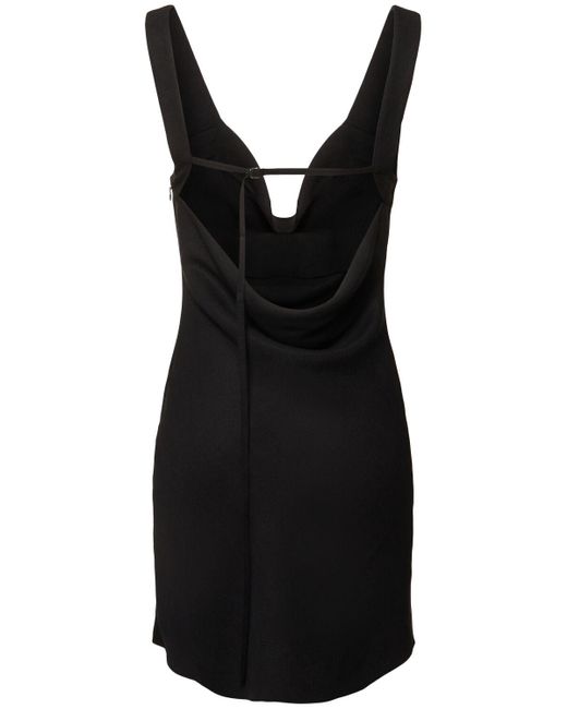 Mujer Vestido Corto De Algodón Y Lino Drapeado St. Agni de color Black