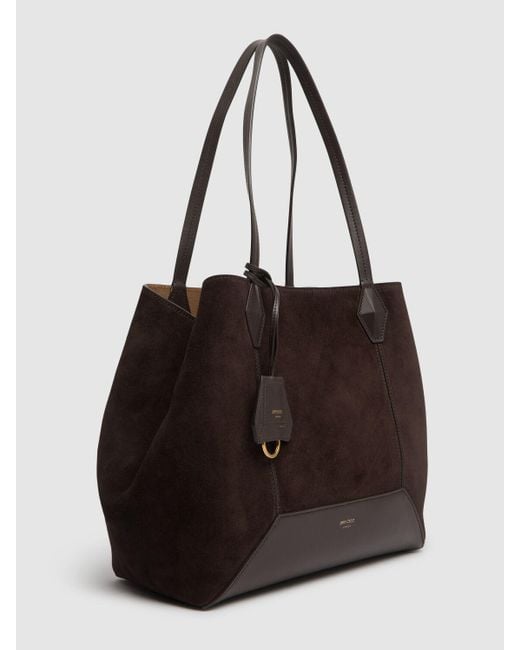 Jimmy Choo Black Medium Diamond Suede Tote Bag