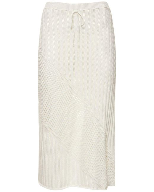 GIMAGUAS White Bartola Knitted Cotton Long Skirt