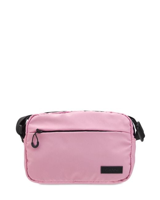 Ganni Recycled Tech Shoulder Bag in Pink - Lyst