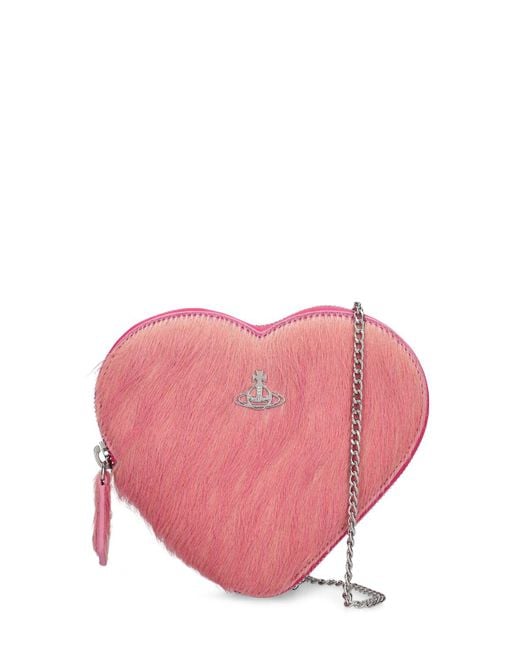 Vivienne Westwood Pink Umhängetasche Aus Ponyhaar "heart"