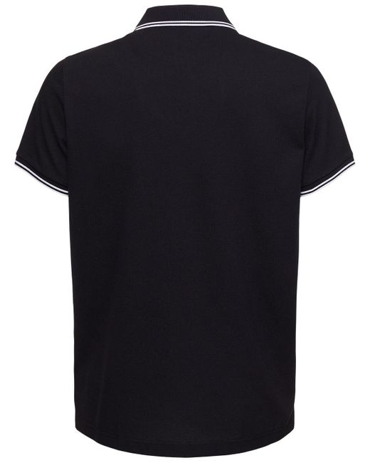 Moncler Black Logo Patch Cotton Polo Shirt for men
