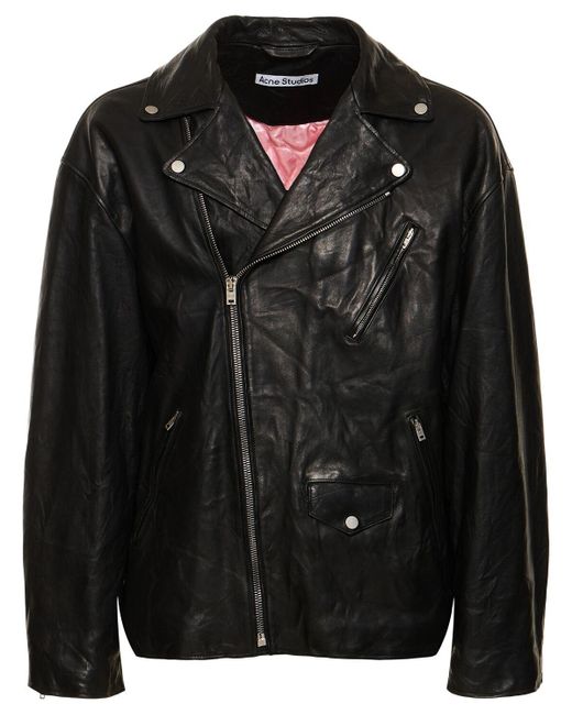Acne Black Liker Distressed Leather Jacket for men