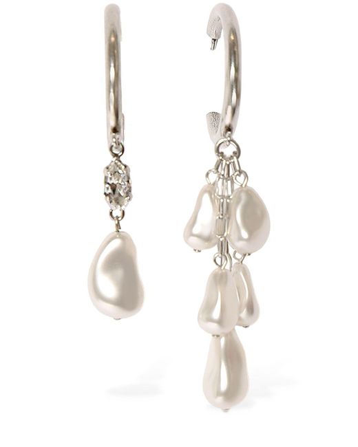 Isabel Marant White Rain Drop Faux Pearl Mismatched Earrings