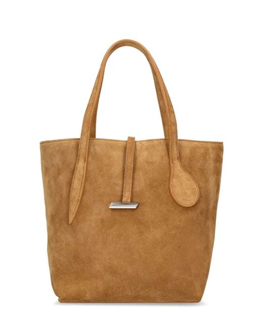 Little Liffner Brown Mini Sprout Grained Leather Tote Bag