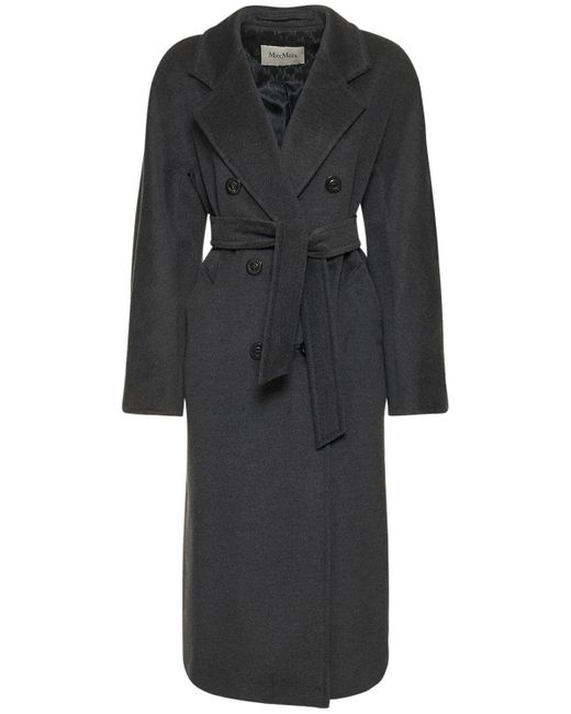 Max Mara Madame Belted Wool & Cashmere Midi Coat in Black | Lyst UK
