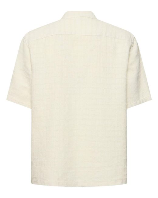 sunflower White Spacey Linen Blend Short Sleeve Shirt for men