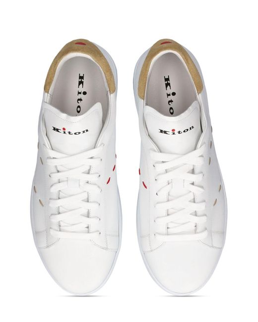 Kiton Ledersneakers in White für Herren