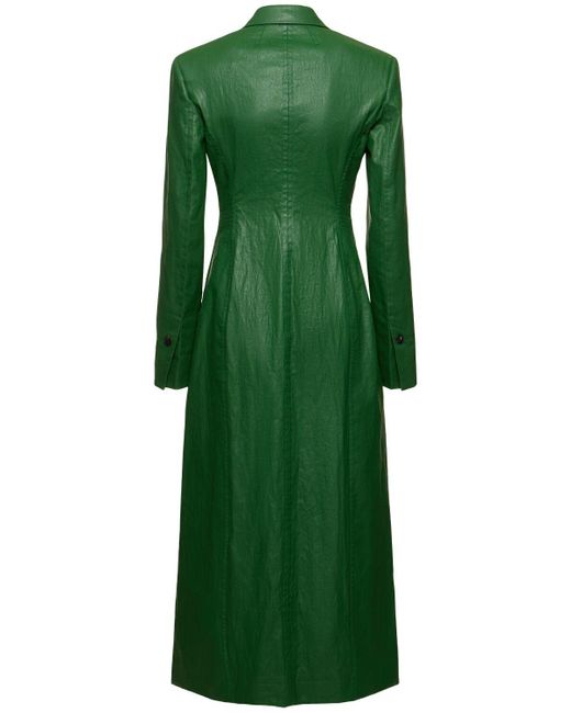 Cappotto monopetto lungo in lino di Ferragamo in Green