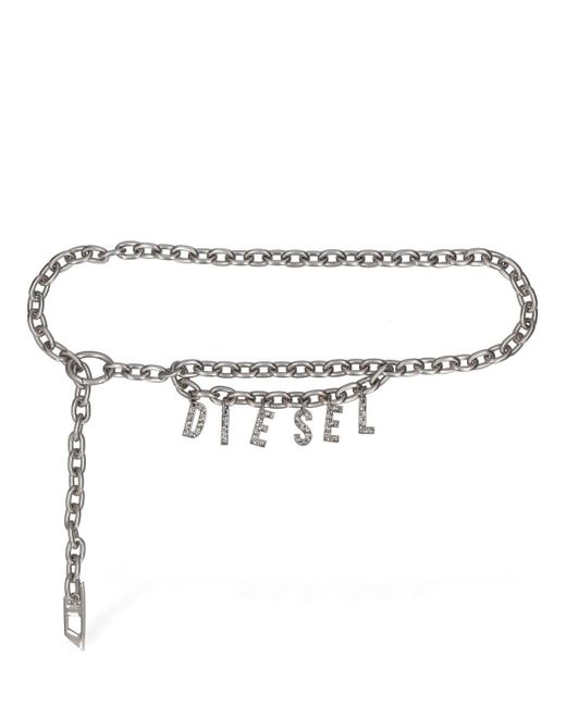 DIESEL B-Charm Embellished Metallic Belt