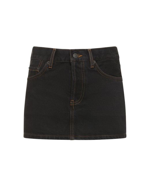 Minifalda de denim de algodón Wardrobe NYC de color Black