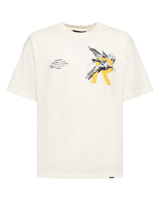 Represent White Printed Logo Oversize Cotton T-shirt for men