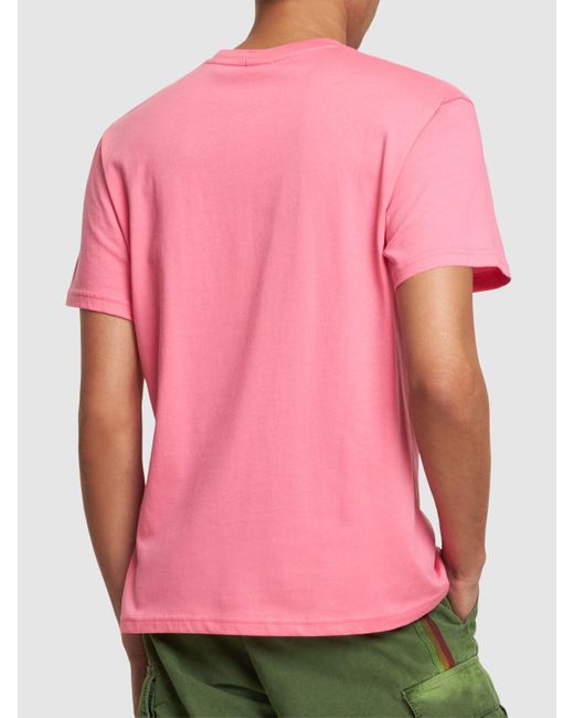 T-shirt in jersey di cotone con logo di Sundek in Pink da Uomo