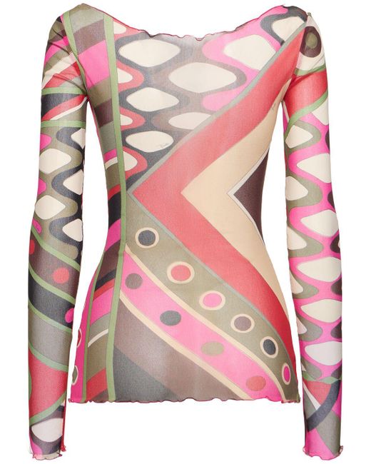 Emilio Pucci Pink Tulle Long Sleeve T-shirt