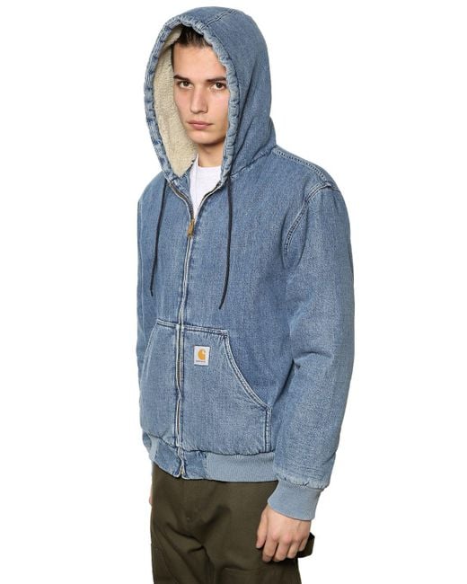 Carhartt Hooded Stone Washed Active Denim Jacket in Blue for Men | Lyst