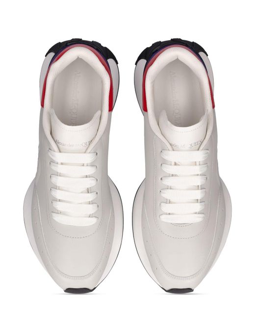 Alexander McQueen White Sprint Runner Leather Sneakers for men