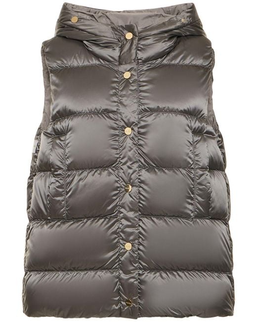 Max Mara Gray Josft Quilted Reversible Hooded Vest