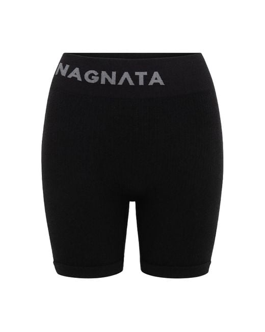 Nagnata Black Yang Wool Blend Mini Shorts
