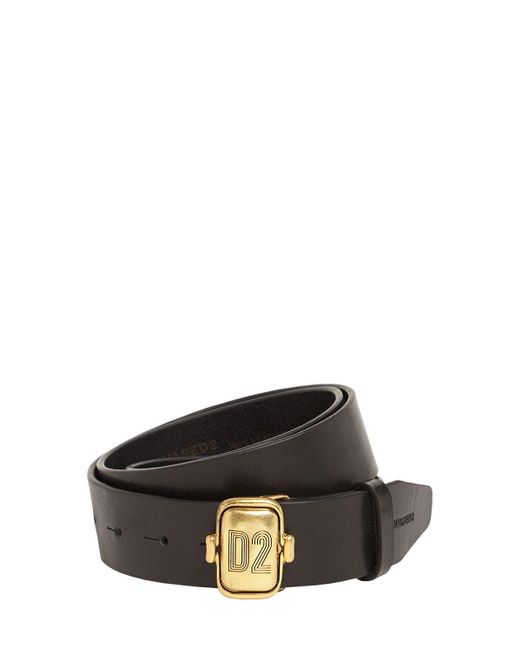 Ceinture En Cuir Avec Plaque D2 Dsquared Pour Homme En Coloris Noir Lyst