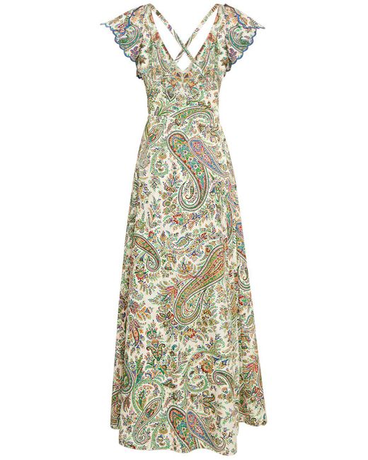 Etro Multicolor Printed Cotton Crisscross Midi Dress