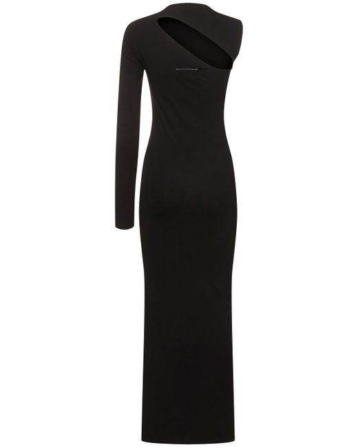 MM6 by Maison Martin Margiela Black Cotton & Lycra Jersey Midi Dress