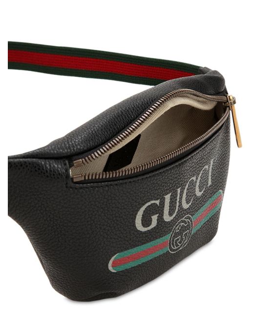 Gucci Small Print Leather Belt Bag in Black for Men - Lyst