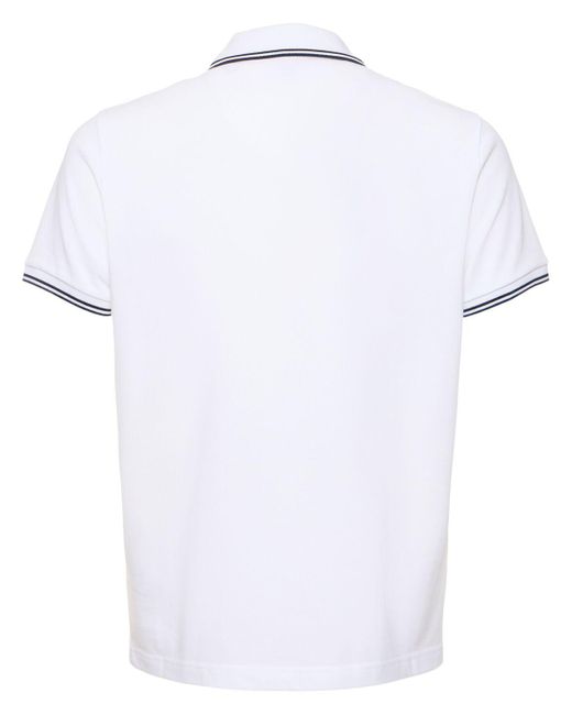 Moncler White Logo Patch Cotton Polo Shirt for men
