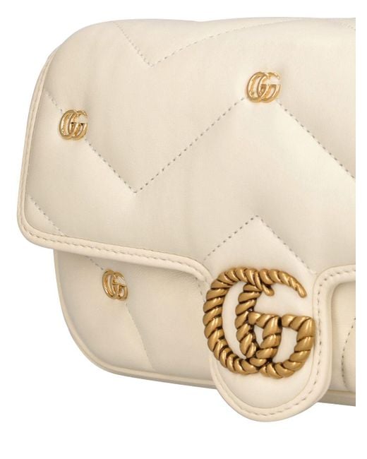 Gucci Natural Mini gg Marmont 2.0 Leather Shoulder Bag