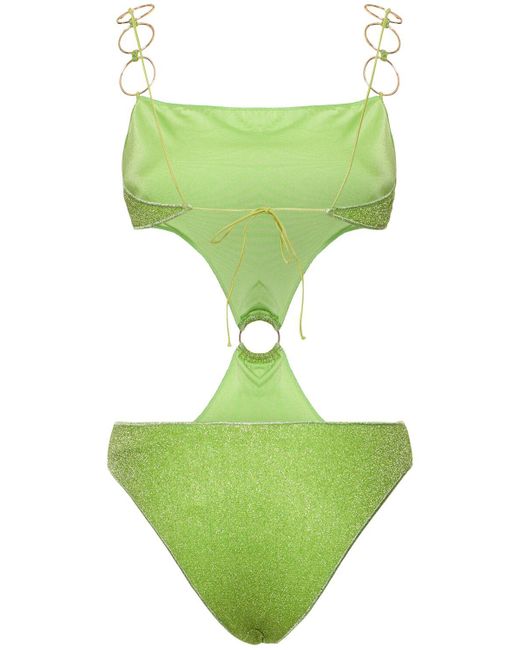Oseree Green Lumière Ring Cutout Swimsuit