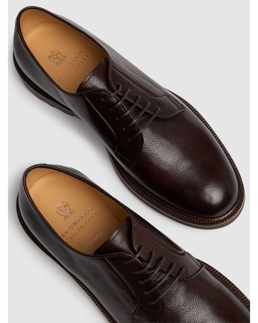 Brunello Cucinelli Derbyschuhe Aus Leder in Brown für Herren