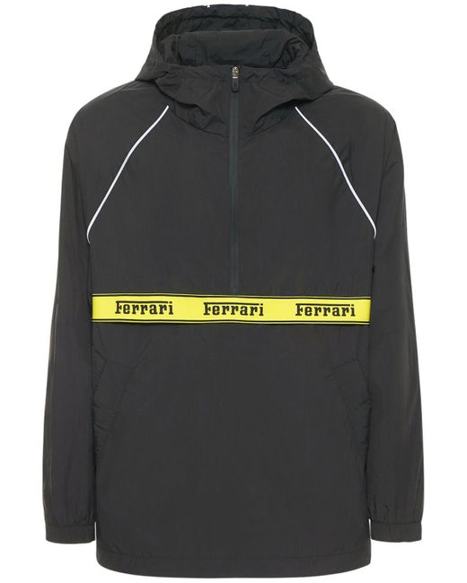Ferrari Logo Fluid Tech Anorak Jacket in Black for Men | Lyst