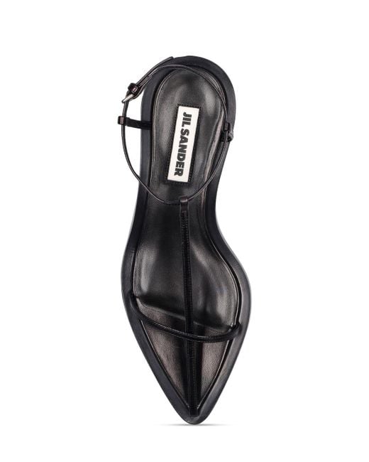 Jil Sander Black 35Mm T-Bar Leather Sandals