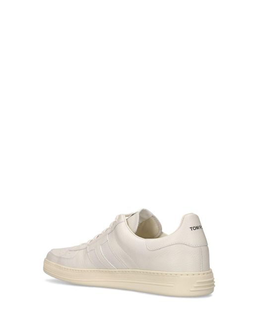 Tom Ford White Grain Leather Low Top Sneakers for men