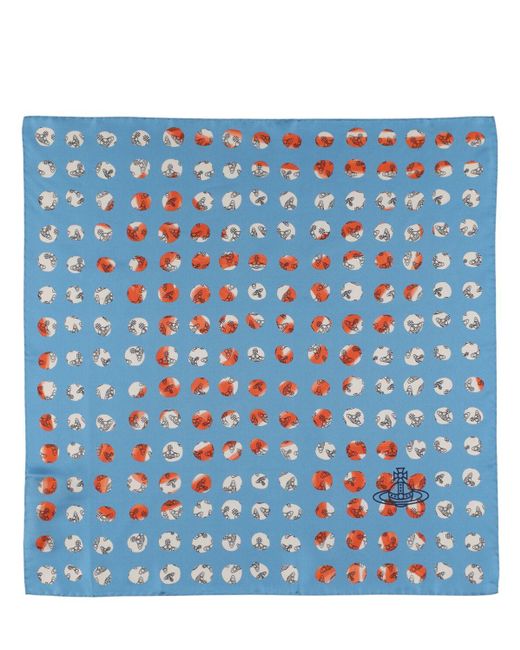 Vivienne Westwood Blue Quadratischer Seidenfoulard "dots Pocket"