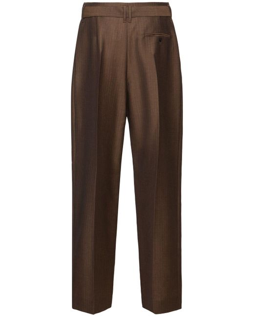 Lonan mohair & wool wide pants di The Row in Brown
