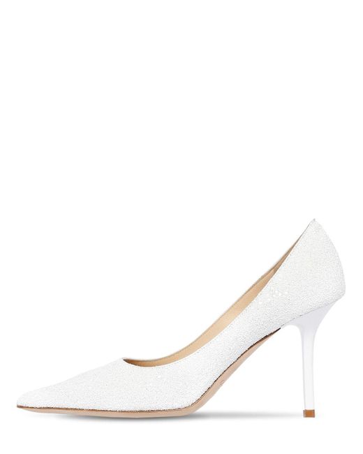 Jimmy Choo Leather Love 85 Glitter Heeled Pumps in Ivory (White) - Save 51%  - Lyst