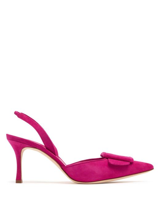Manolo Blahnik Maysli スエードスリングバックパンプス 70mm Pink