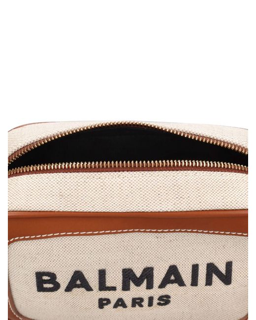 Balmain Brown B-army Logo Canvas Camera Bag