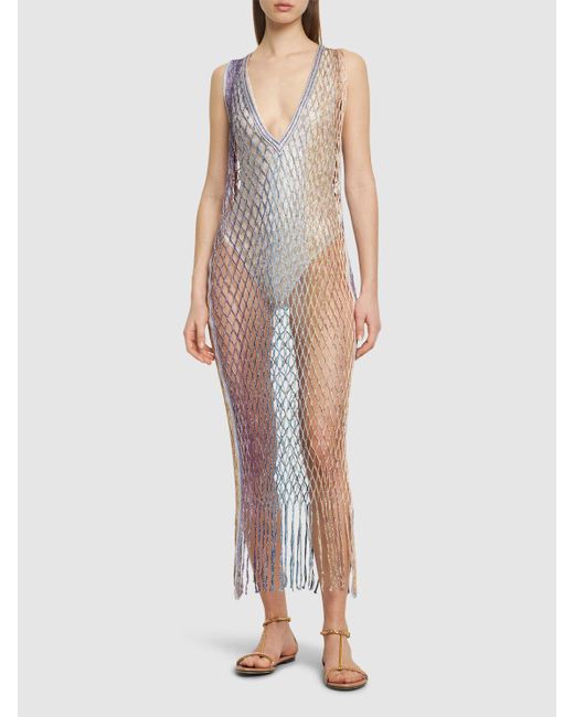 Missoni White Net Lurex Long Dress