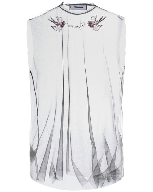 DSquared² White Cool Fit Sheer Tank Top for men