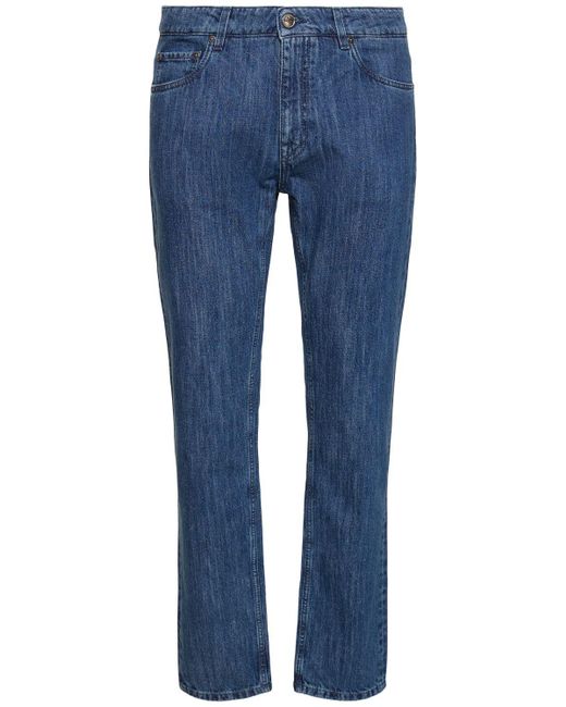 Jeans rectos de denim de algodón Etro de hombre de color Blue