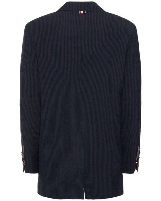 Veste en laine seersucker avec poches Thom Browne en coloris Blue