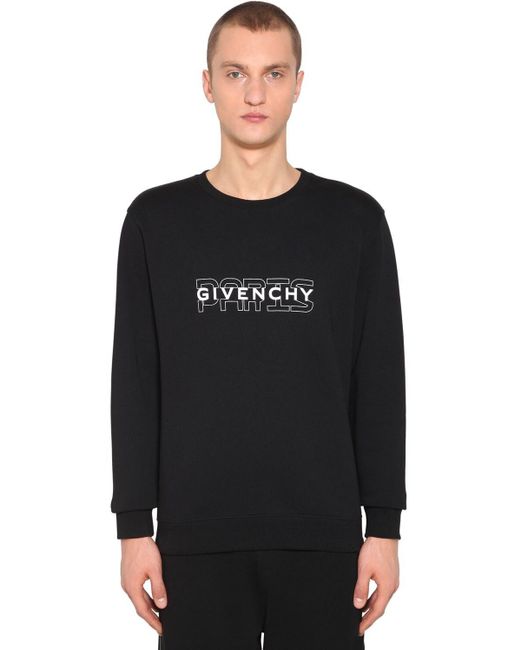 Givenchy Black Paris Printed Crewneck Sweater for men