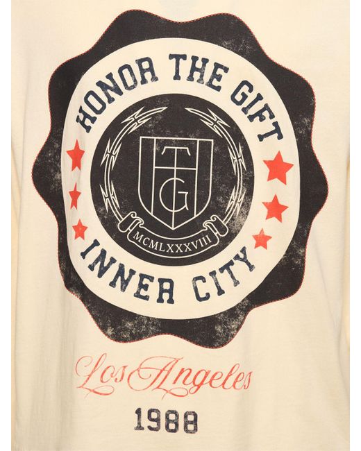 T-shirt htg in cotone con logo di Honor The Gift in Natural da Uomo