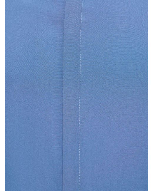 Valentino Blue Silk Crepe Shirt W/ Collar for men
