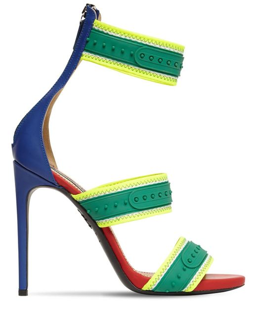 DSquared² Blue 120mm Snap Leather & Neoprene Sandals