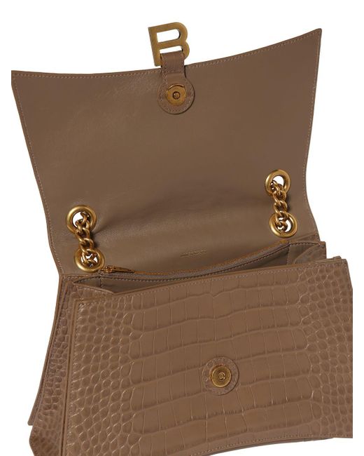 Balenciaga Brown Medium Crush Embossed Leather Chain Bag